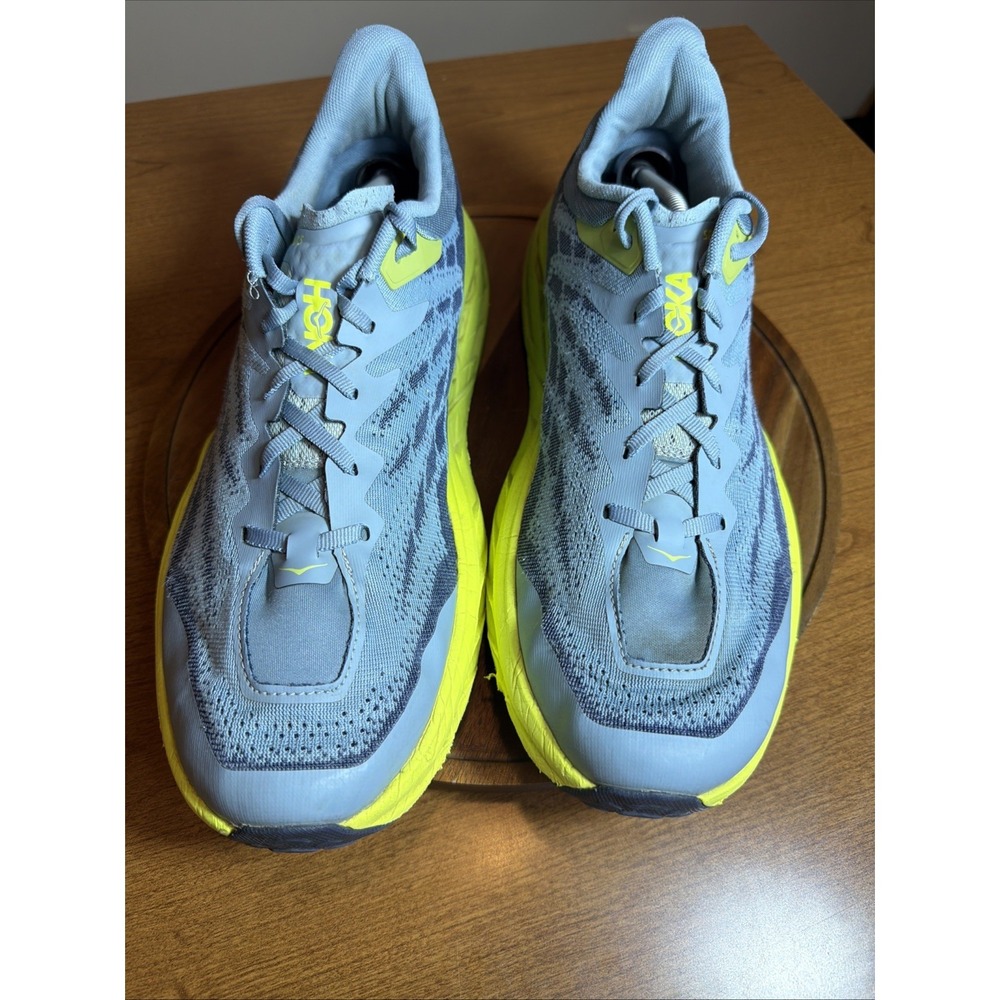 HOKA ONE ONE Men's Shoes Size 14 2E Speedgoat 5 Wide Stone Blue/ Dark Citron - Picture 8 of 16